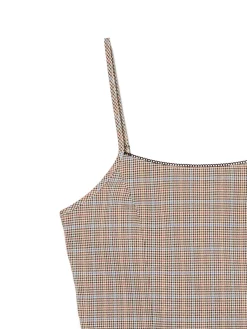 Online Cropp Top ze wzorem w kratę brązowy