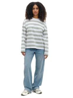 Clearance Cropp T-shirt longsleeve w paski UNISEX zielony
