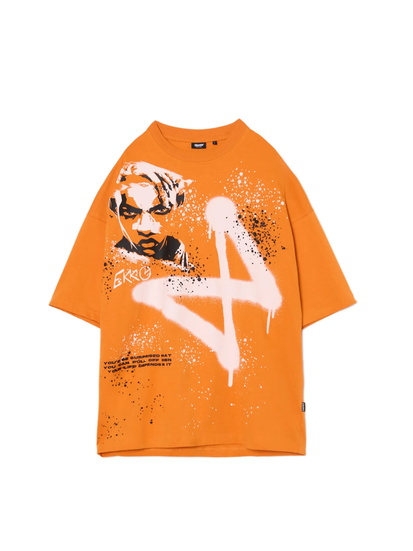 Outlet Cropp T-shirt oversize Ekko z Arcane pomarańczowy