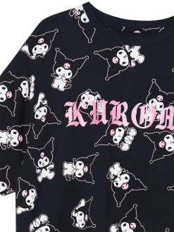 Fashion Cropp T-shirt oversize z nadrukiem Kuromi czarny