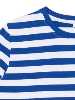 Sale Cropp T-shirt w e paski niebieski