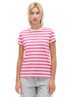 Fashion Cropp T-shirt w paski różowy