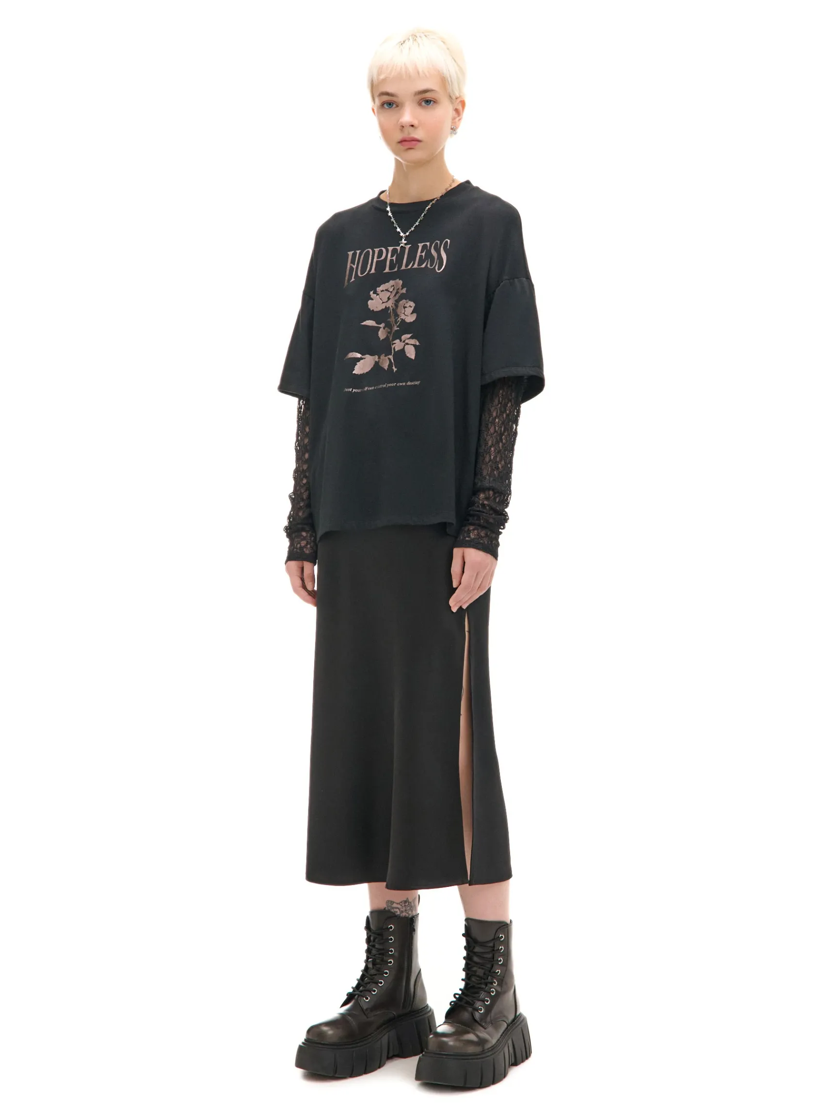 Sale Cropp T-shirt z ażurowymi rękawami czarny