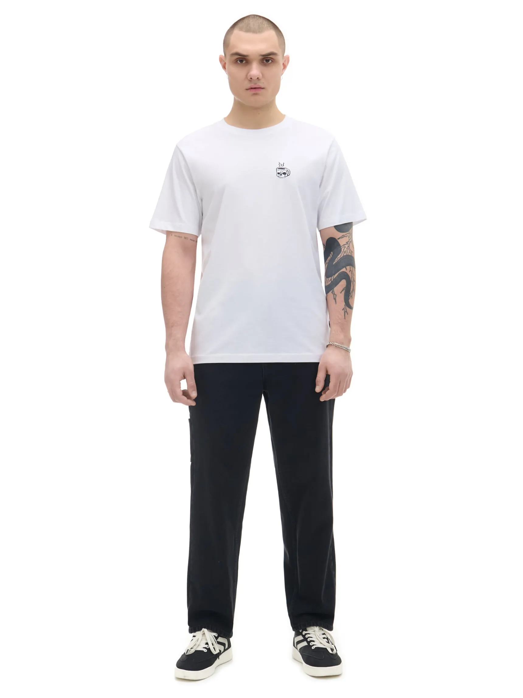 Online Cropp T-shirt z haftem biały
