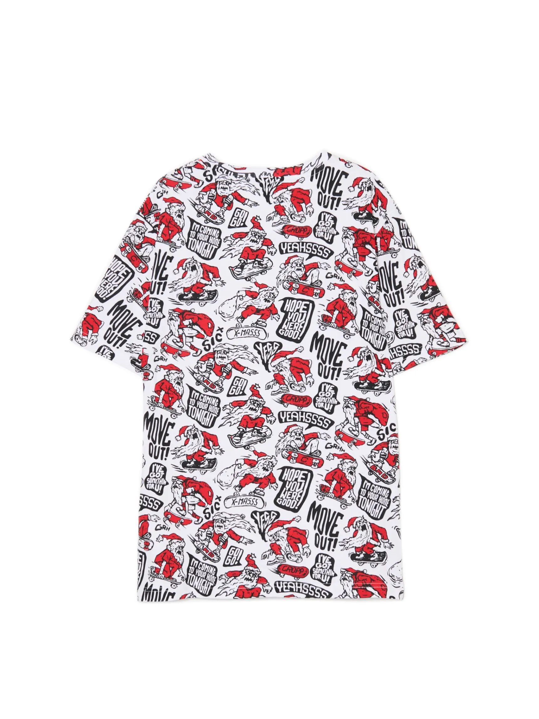New Cropp T-shirt z mikołajowymi skaterami biały