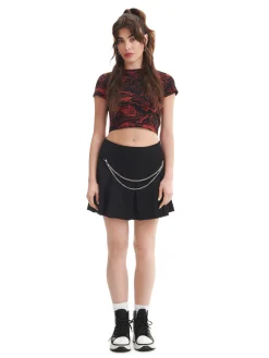 Sale Cropp T-shirt z motywem smoków all over czarny