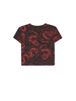 Sale Cropp T-shirt z motywem smoków all over czarny