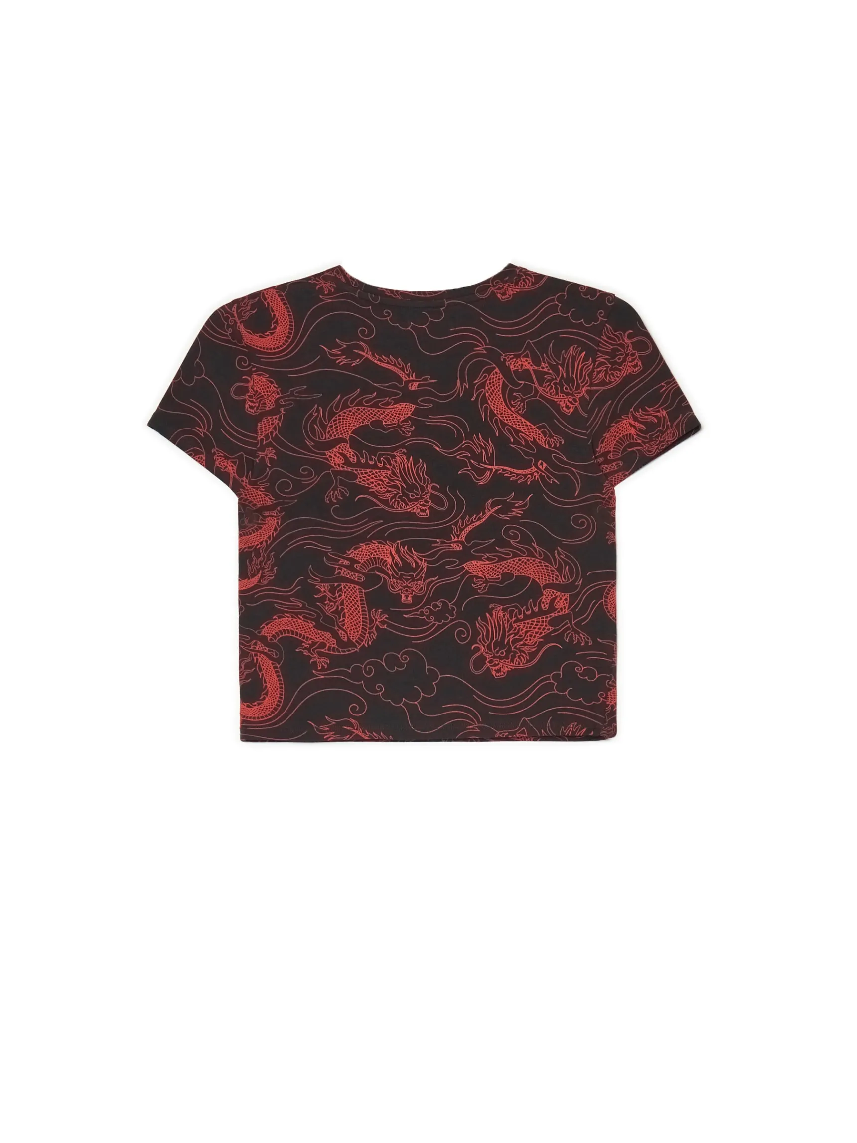 Sale Cropp T-shirt z motywem smoków all over czarny