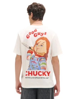 Clearance Cropp T-shirt z nadrukiem Chucky kremowy