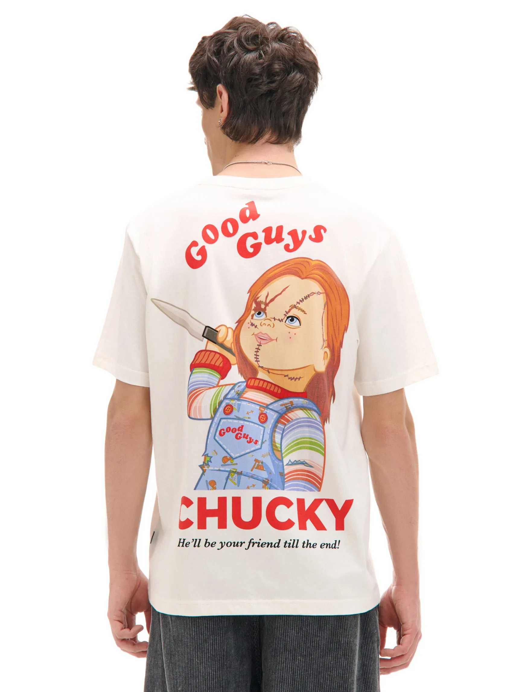 Clearance Cropp T-shirt z nadrukiem Chucky kremowy