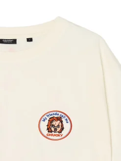 Clearance Cropp T-shirt z nadrukiem Chucky kremowy