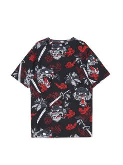 Online Cropp T-shirt z wielokolorowym nadrukiem czarny