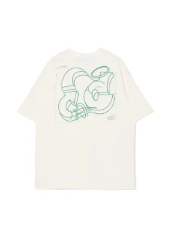 Best Cropp T-shirt z zielonym nadrukiem kremowy