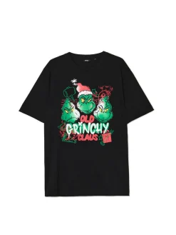 Clearance Cropp Świąteczna czarna koszulka z Grinchem czarny