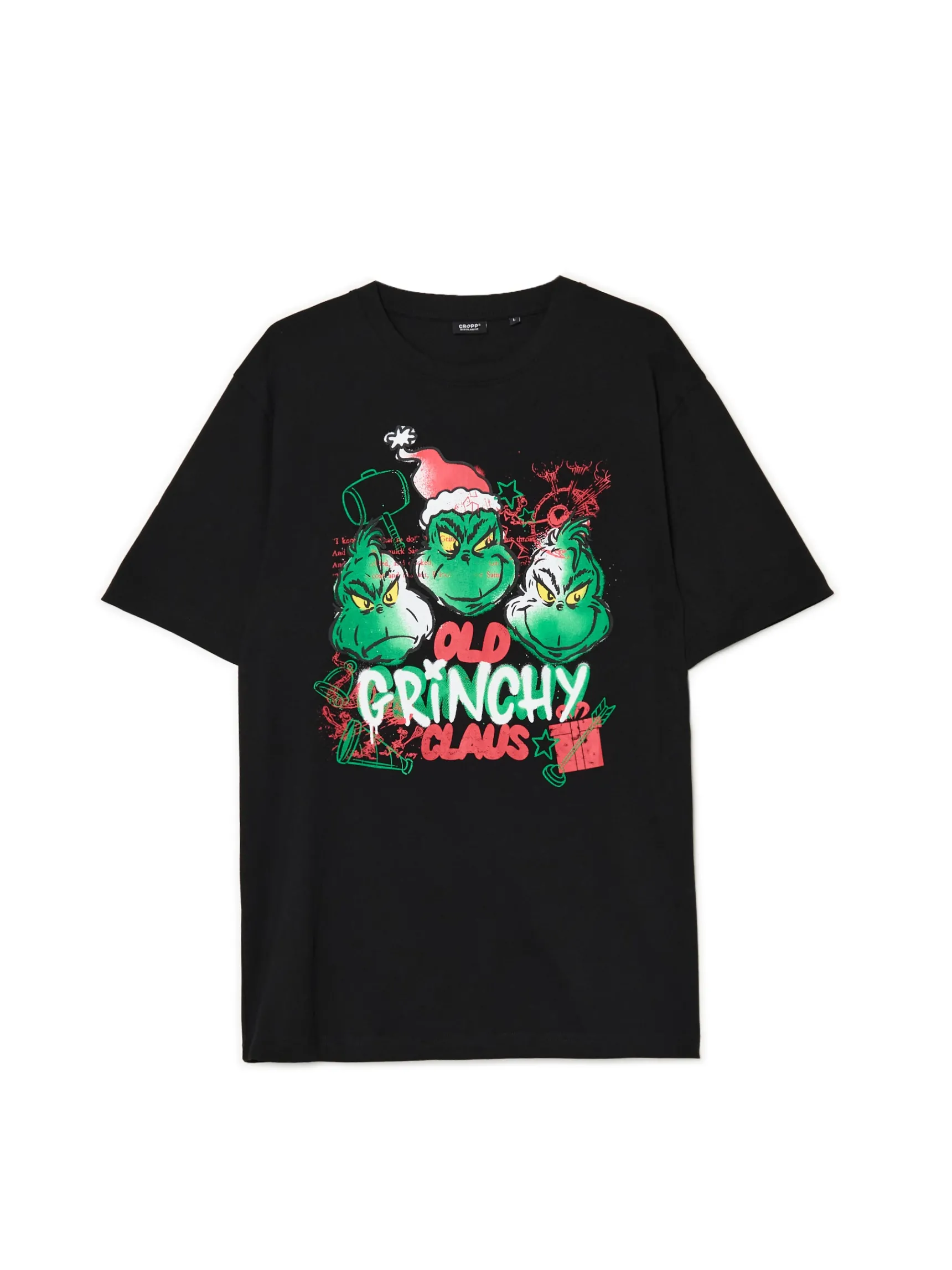 Clearance Cropp Świąteczna czarna koszulka z Grinchem czarny