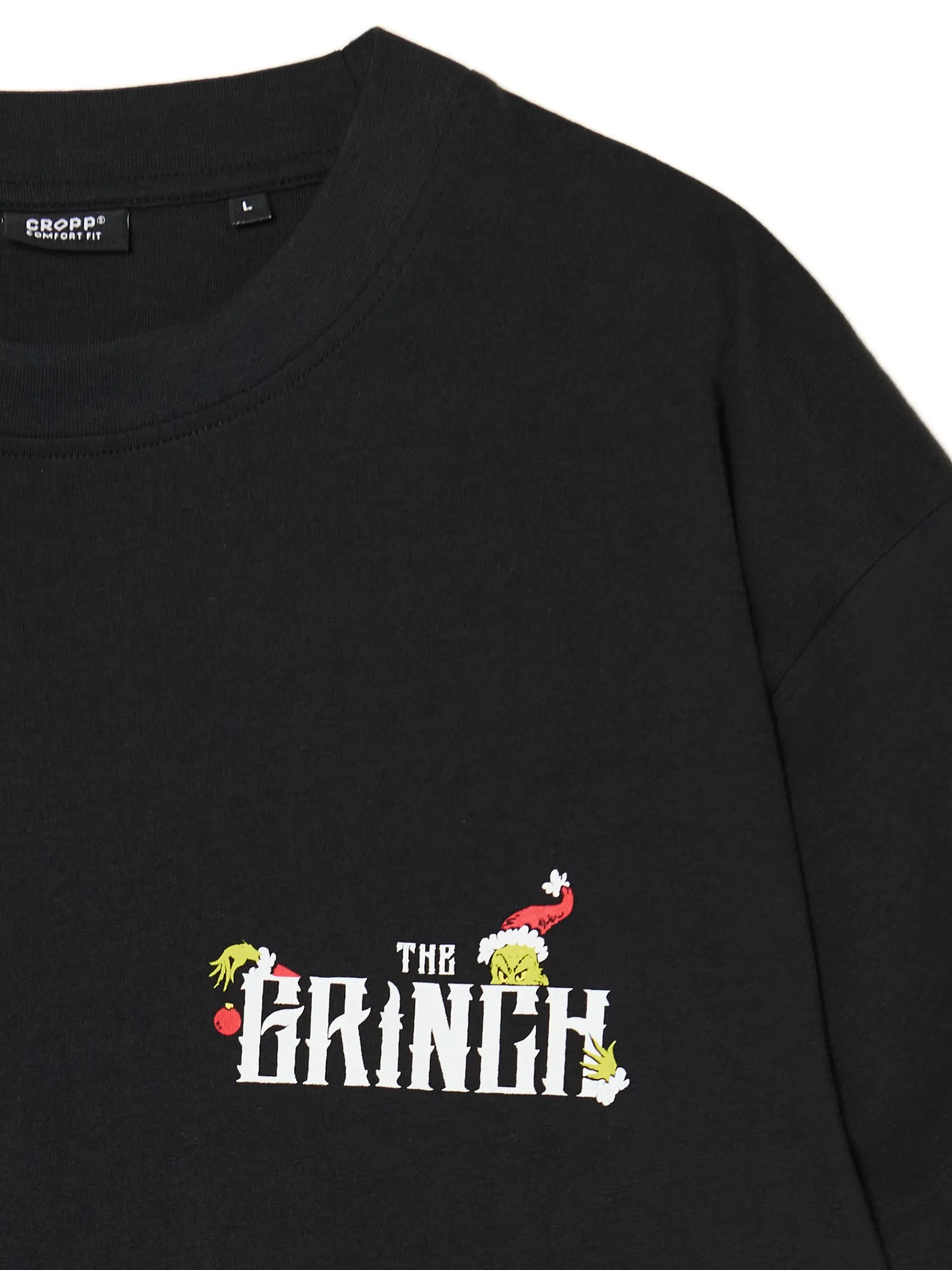 Discount Cropp Świąteczna czarna koszulka z Grinchem czarny
