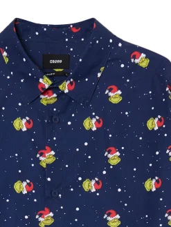 Hot Cropp Świąteczna koszula z Grinchem granatowy