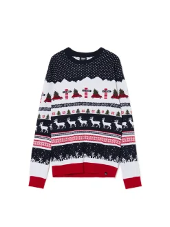 Hot Cropp Świąteczny sweter granatowy