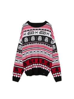 Online Cropp Świąteczny sweter Gwiezdne Wojny czerwony