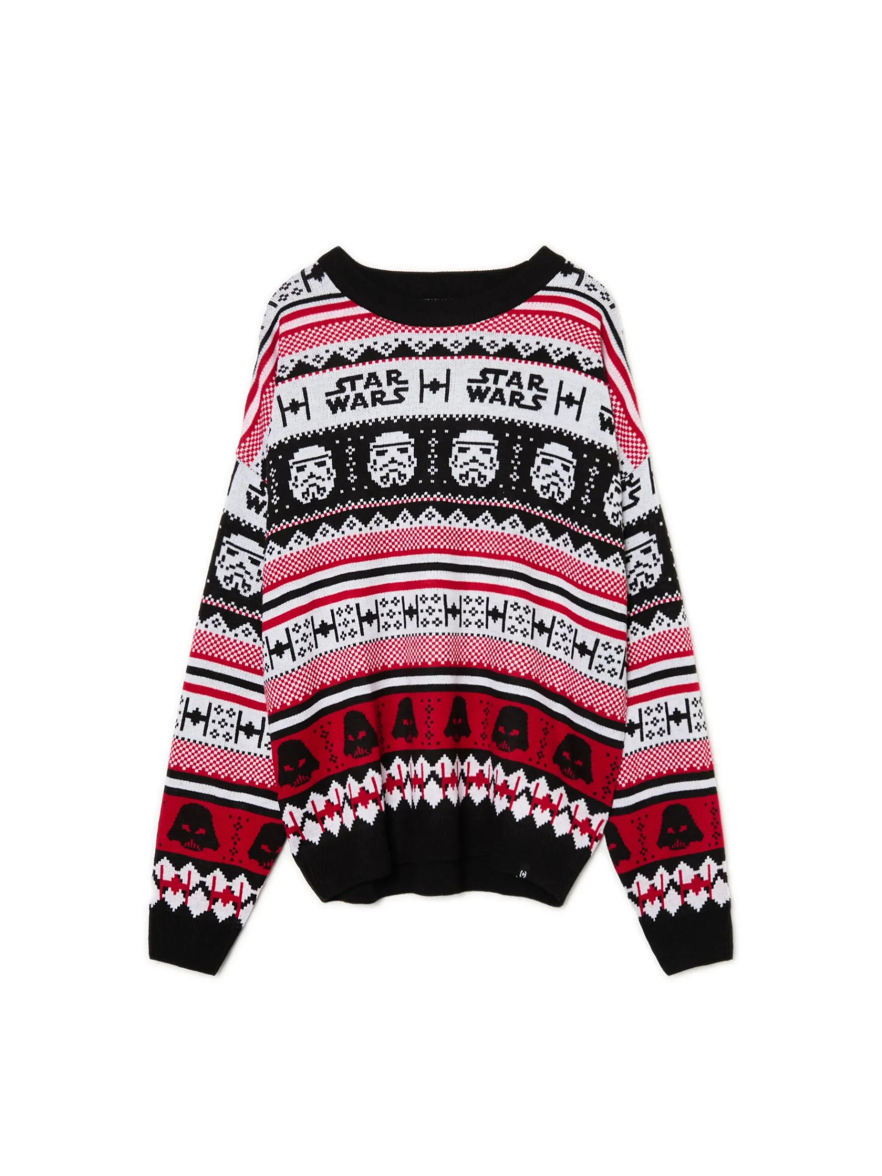 Online Cropp Świąteczny sweter Gwiezdne Wojny czerwony