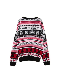 Online Cropp Świąteczny sweter Gwiezdne Wojny czerwony