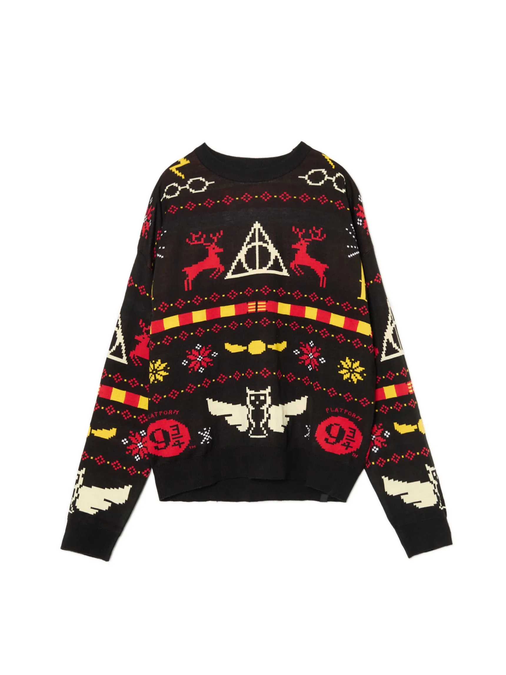 Discount Cropp Świąteczny sweter Harry Potter czarny