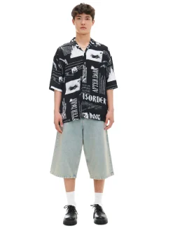 Clearance Cropp Wzorzysta koszula z kołnierzykiem czarny
