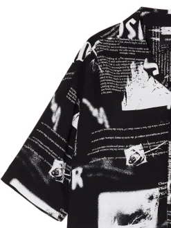 Clearance Cropp Wzorzysta koszula z kołnierzykiem czarny