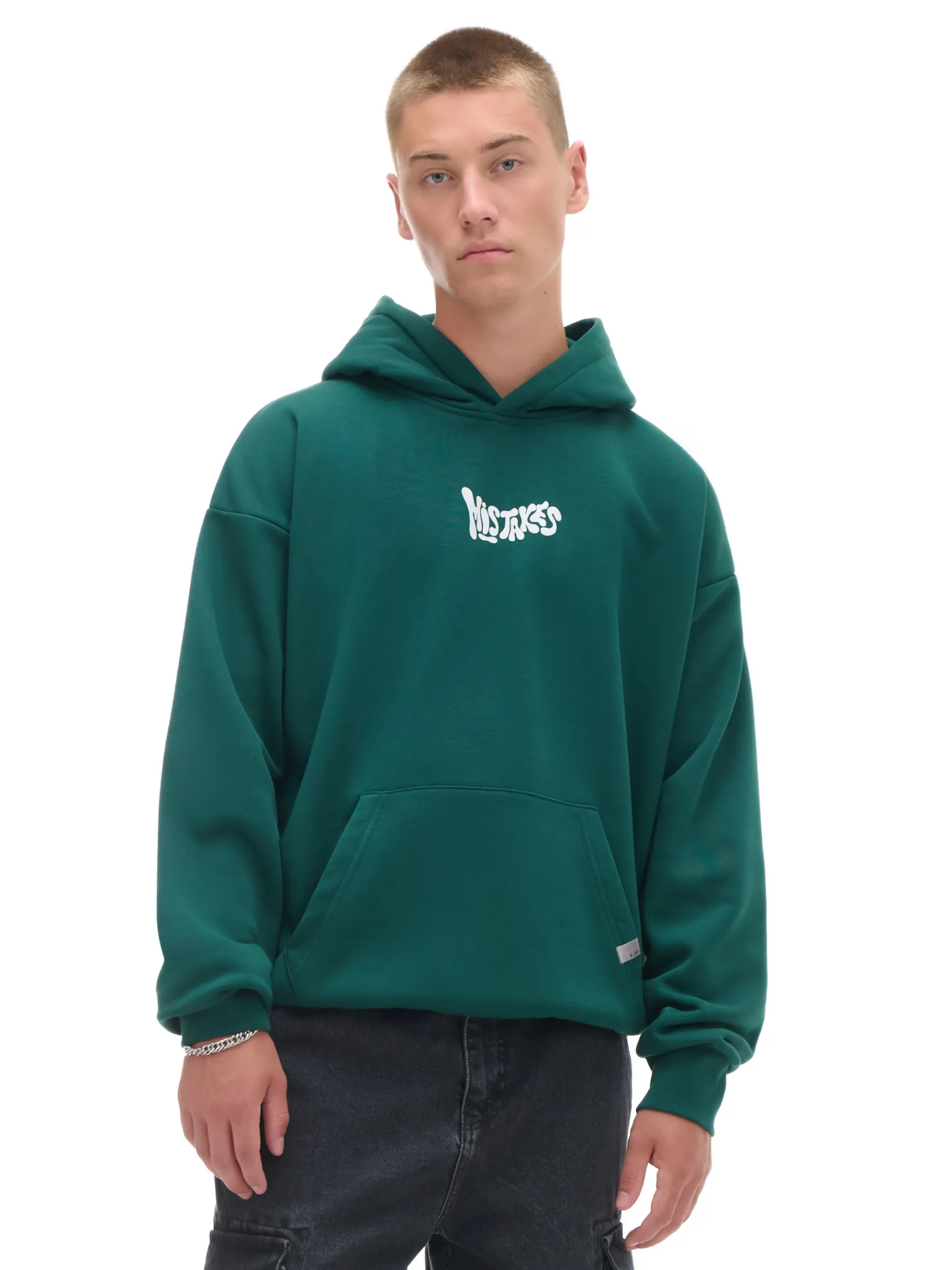 New Cropp Zielona bluza hoodie z nadrukiem zielony
