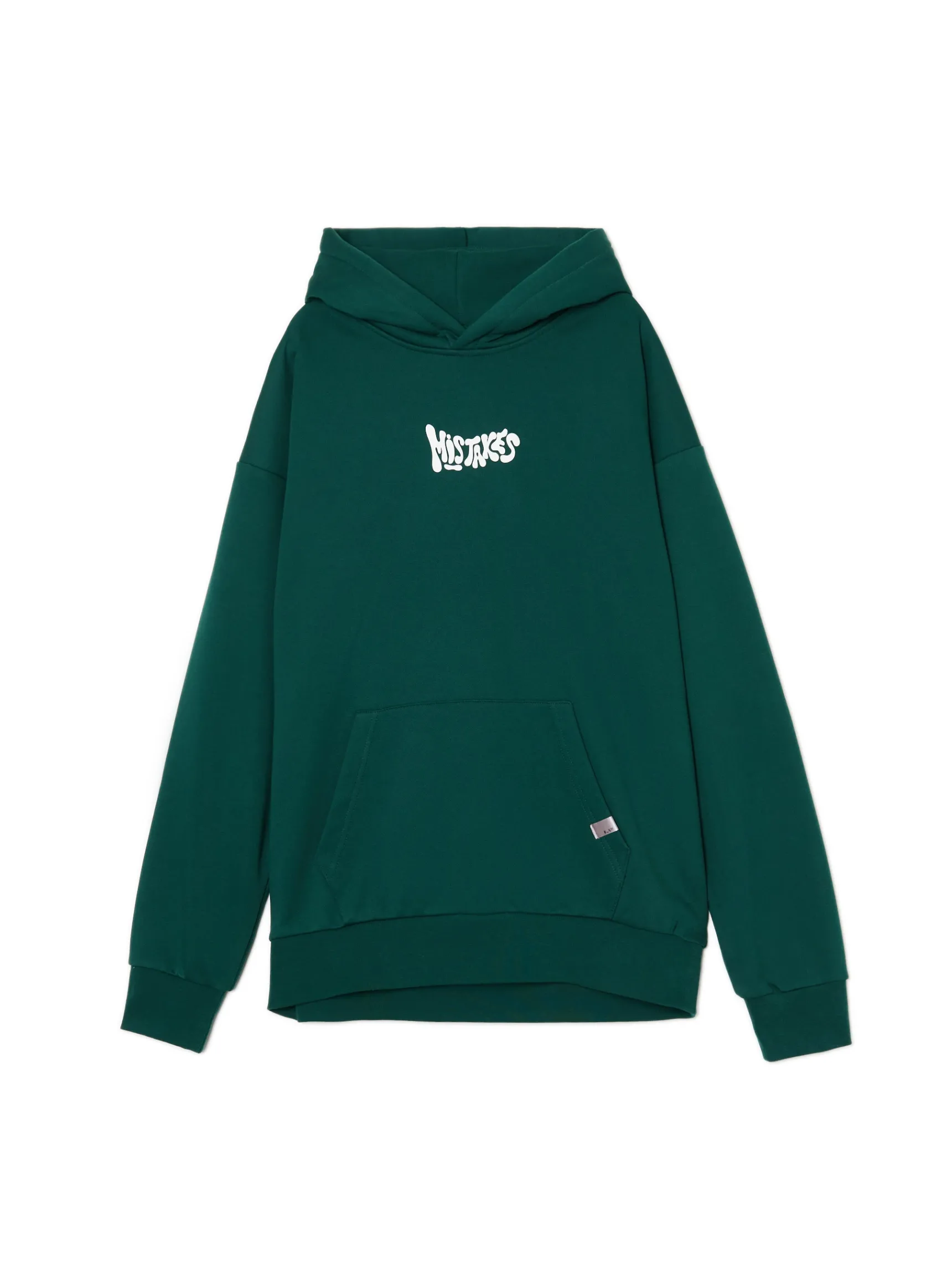 New Cropp Zielona bluza hoodie z nadrukiem zielony