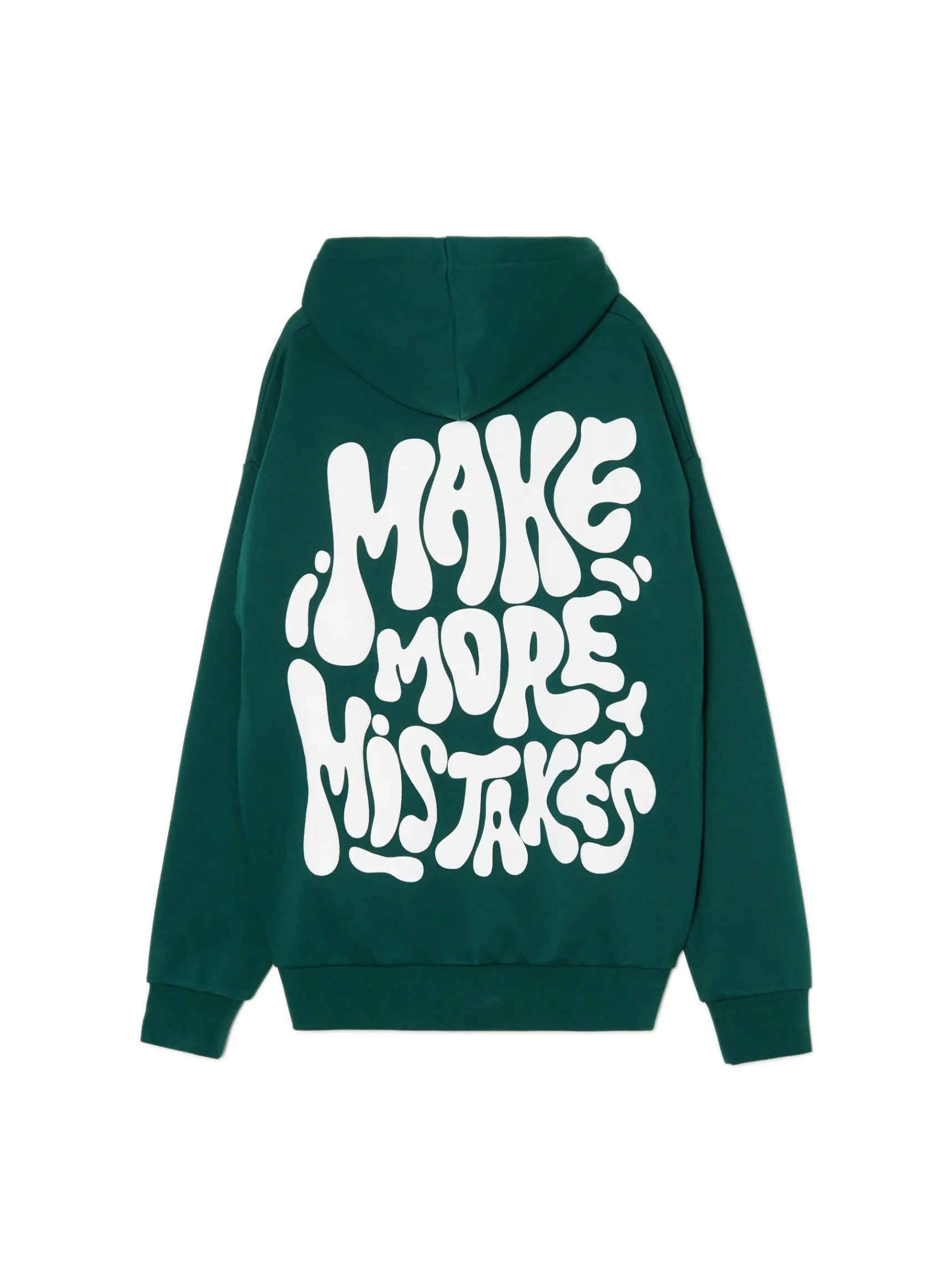 New Cropp Zielona bluza hoodie z nadrukiem zielony