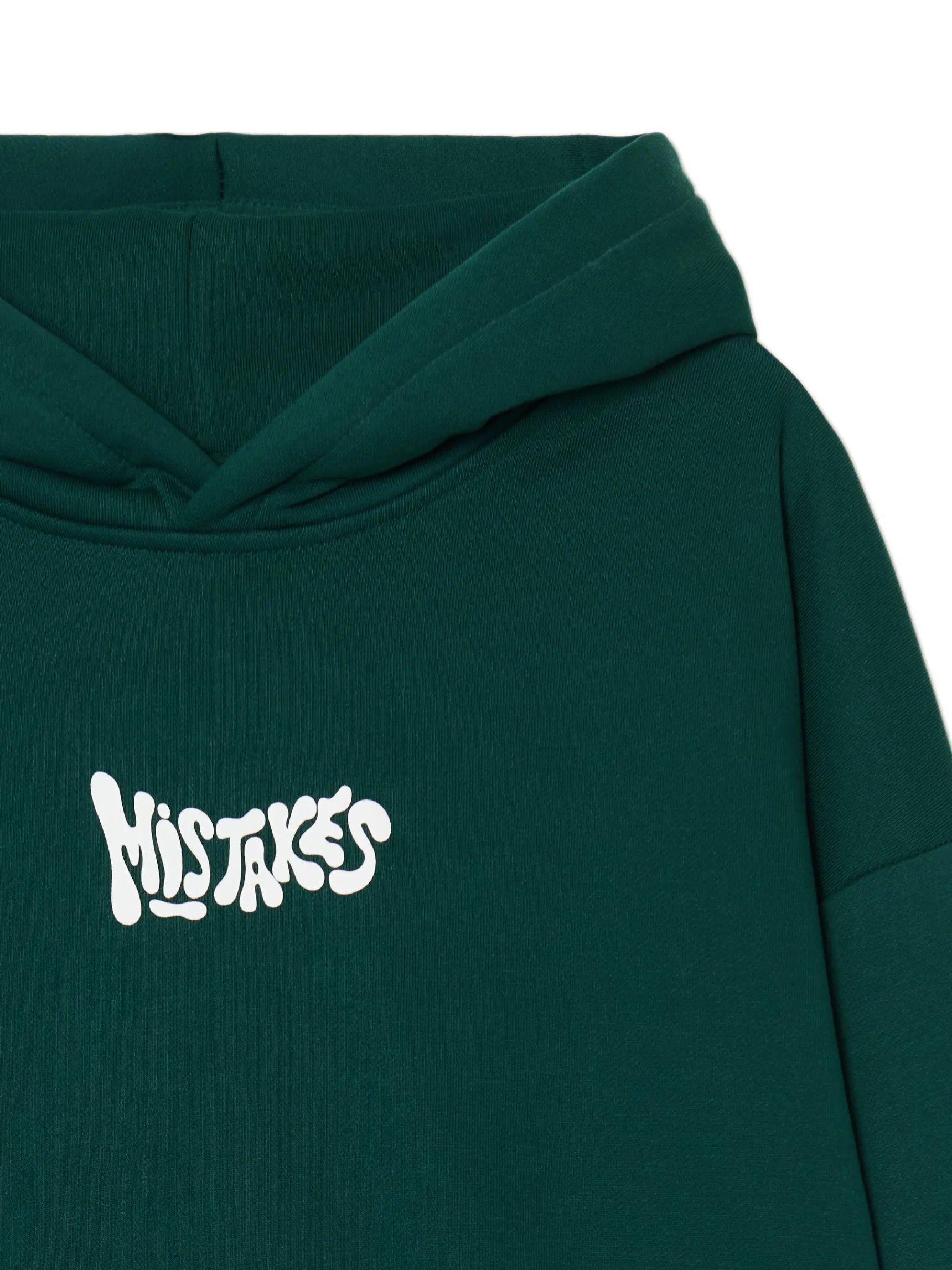 New Cropp Zielona bluza hoodie z nadrukiem zielony