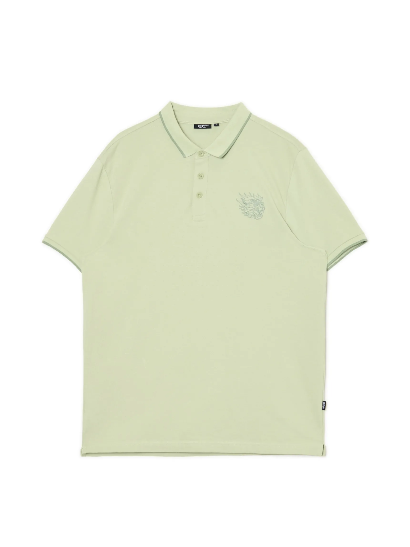 Sale Cropp Zielona koszulka polo z haftem zielony