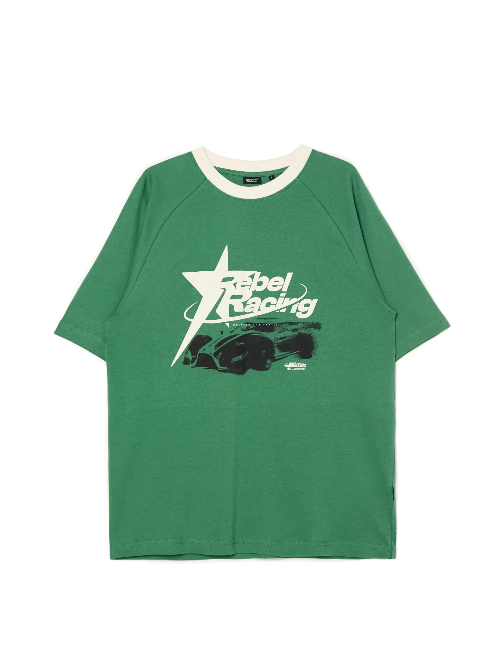 Clearance Cropp Zielona koszulka z nadrukiem zielony