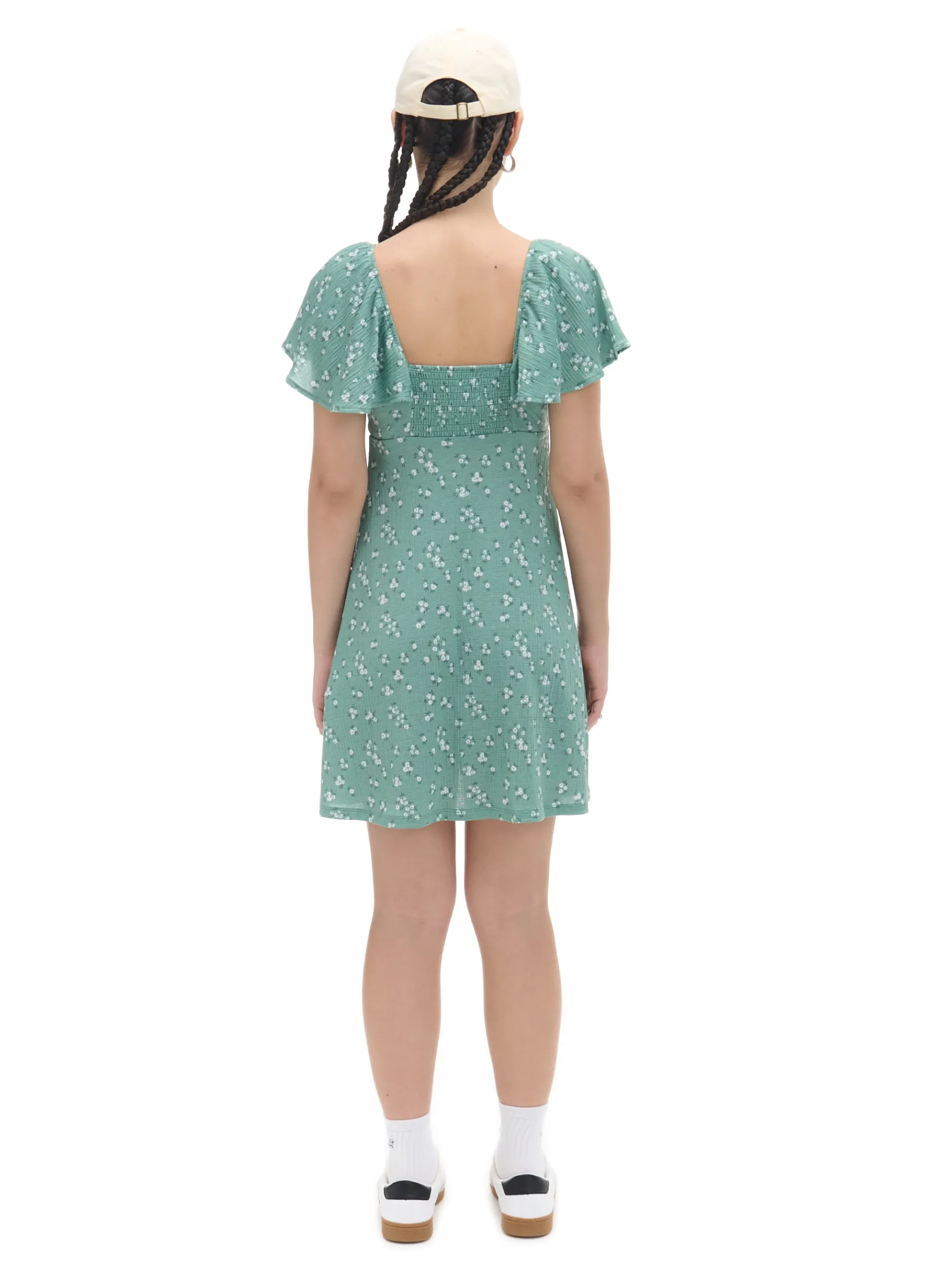 New Cropp Zielona sukienka mini w stokrotki zielony