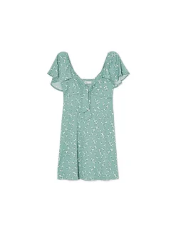New Cropp Zielona sukienka mini w stokrotki zielony