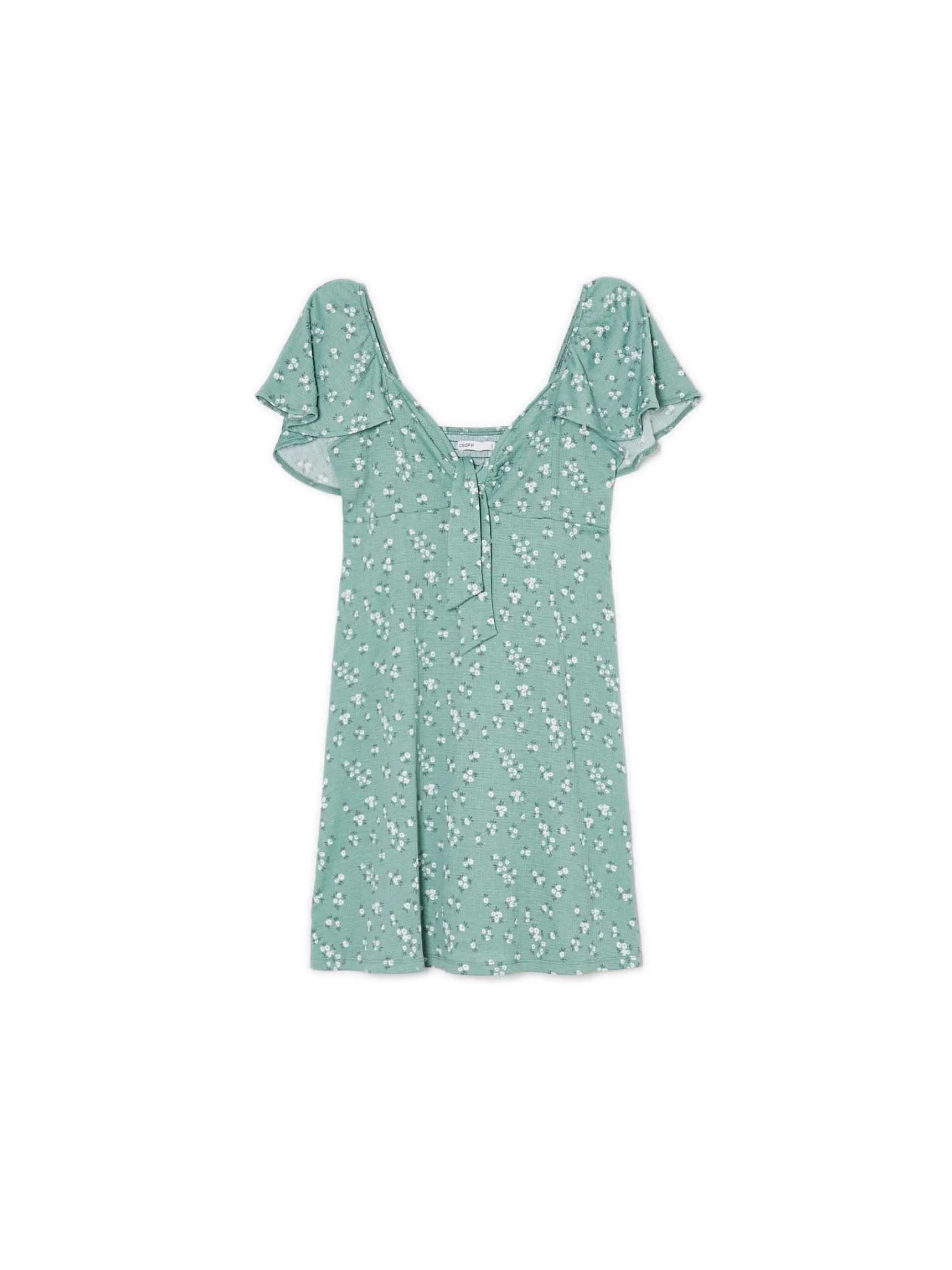 New Cropp Zielona sukienka mini w stokrotki zielony
