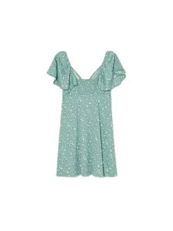 New Cropp Zielona sukienka mini w stokrotki zielony
