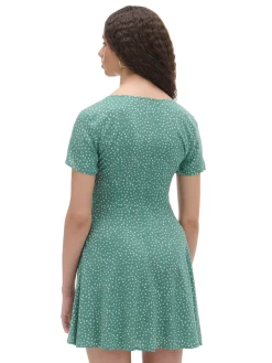 Best Cropp Zielona sukienka mini w stokrotki niebieski