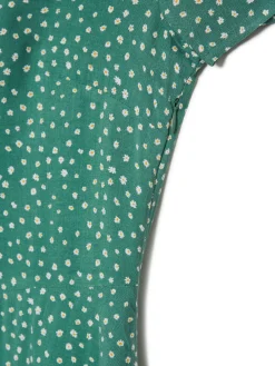 Best Cropp Zielona sukienka mini w stokrotki niebieski
