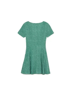Best Cropp Zielona sukienka mini w stokrotki niebieski