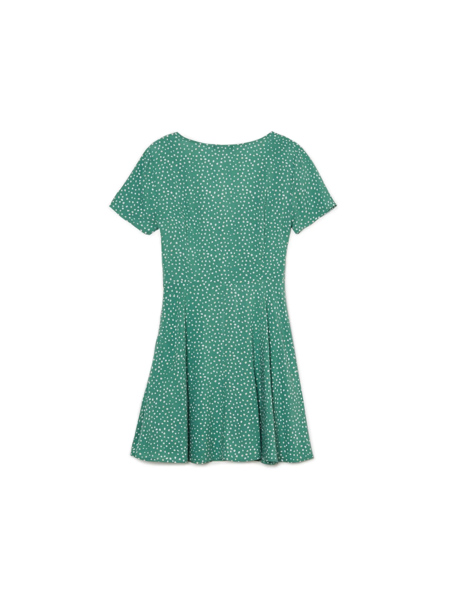 Best Cropp Zielona sukienka mini w stokrotki niebieski