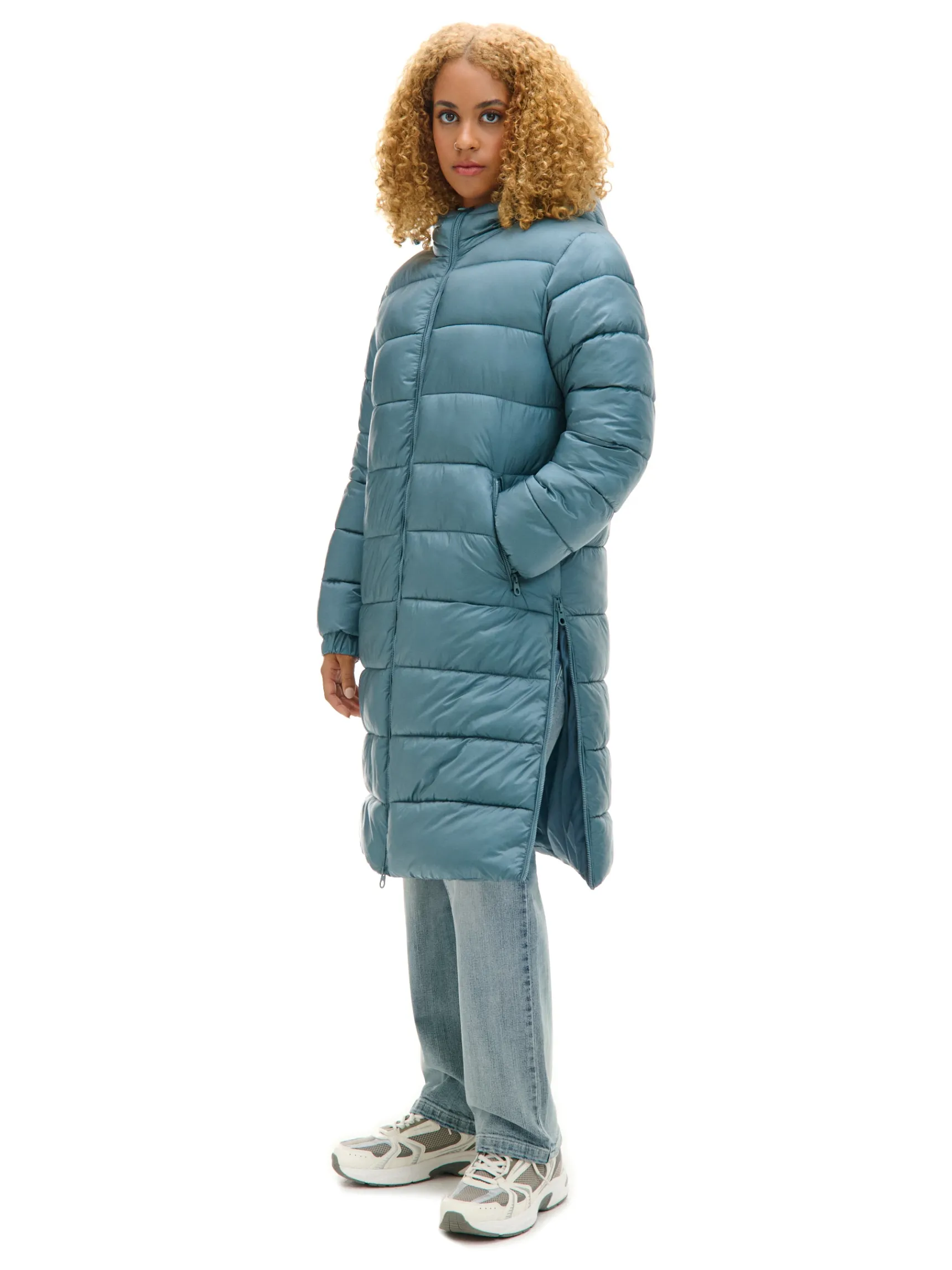 Best Cropp płaszcz puffer z kapturem zielony
