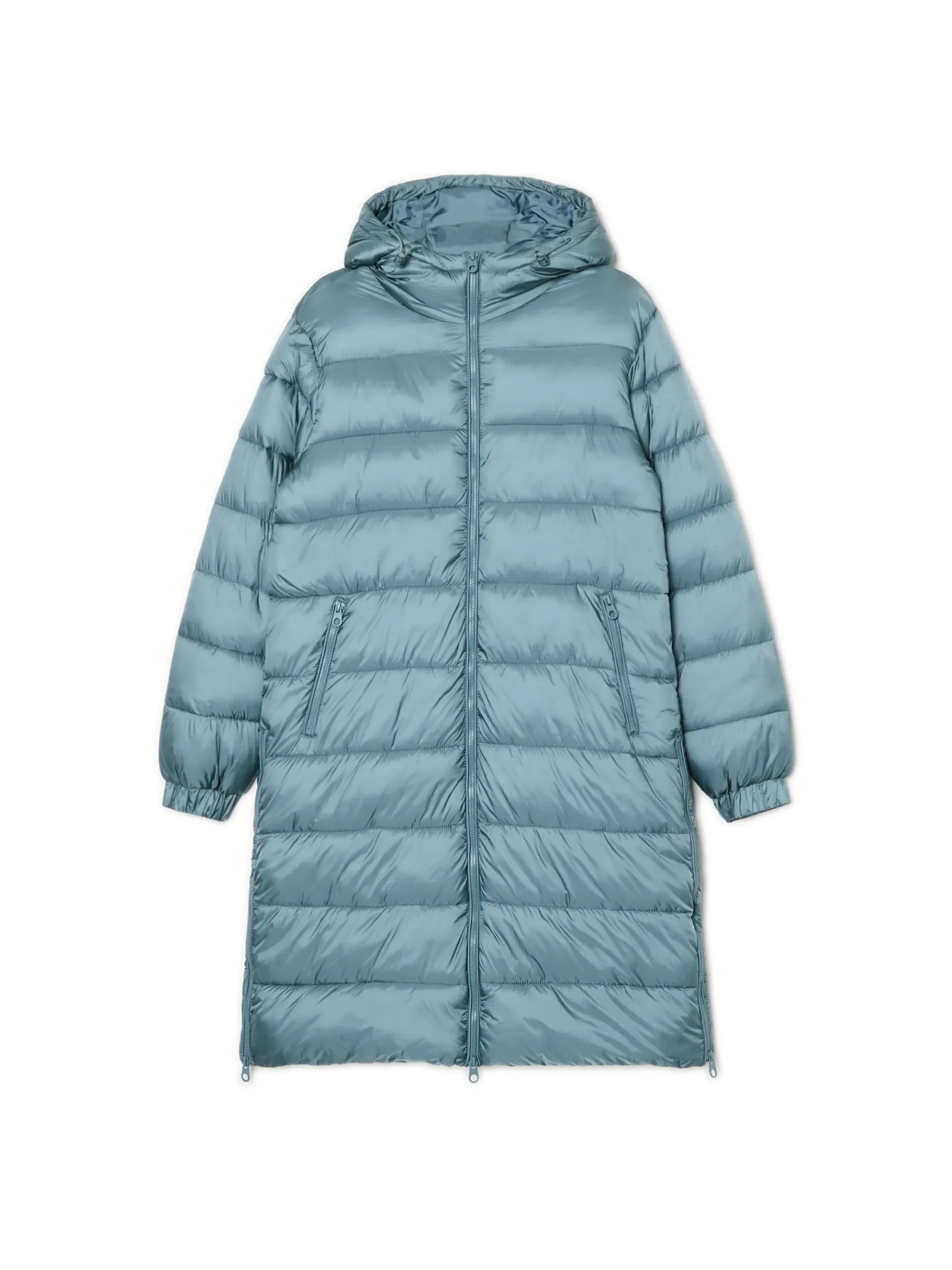 Best Cropp płaszcz puffer z kapturem zielony