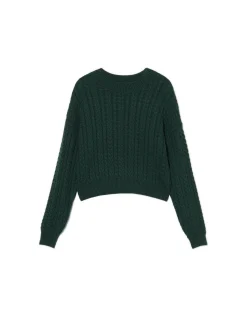 Fashion Cropp sweter z warkoczowym splotem zielony