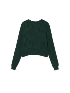 Fashion Cropp sweter z warkoczowym splotem zielony