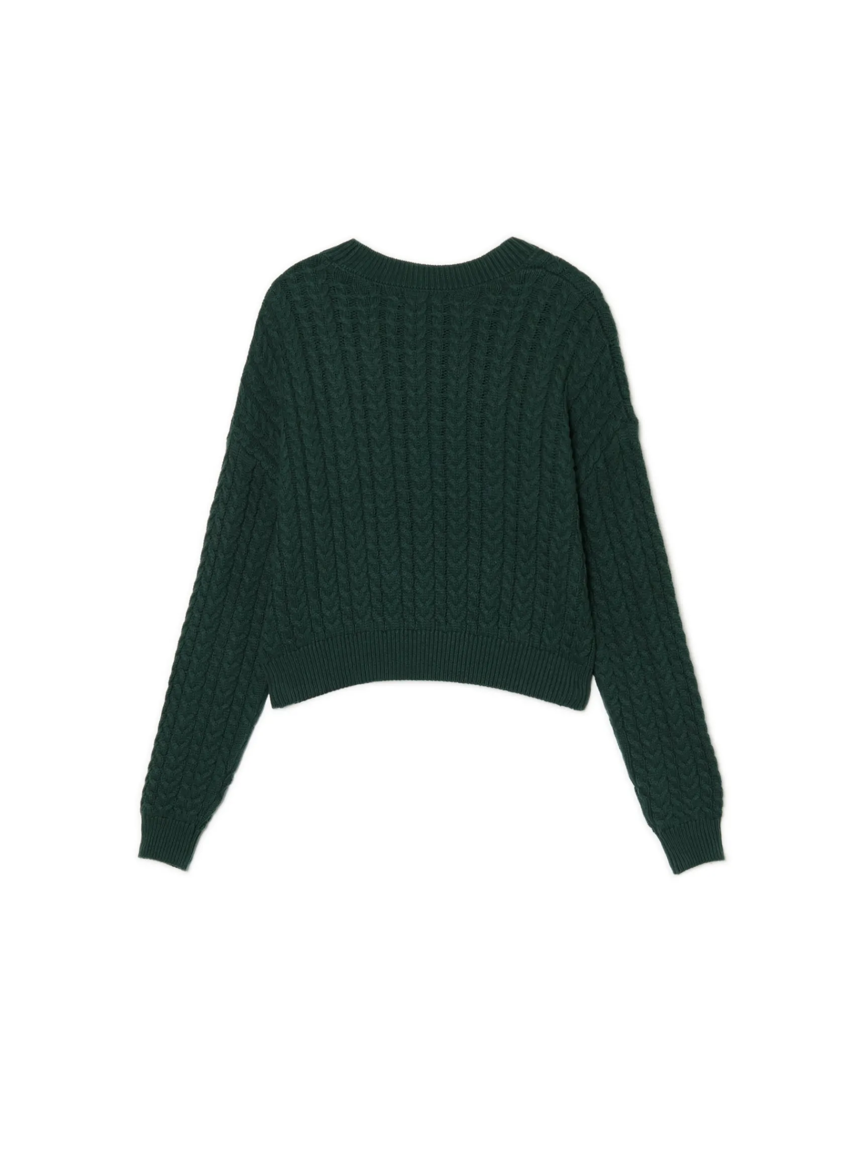 Fashion Cropp sweter z warkoczowym splotem zielony