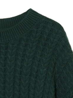 Fashion Cropp sweter z warkoczowym splotem zielony