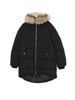 Sale Cropp Zimowy pikowany płaszcz z kapturem czarny